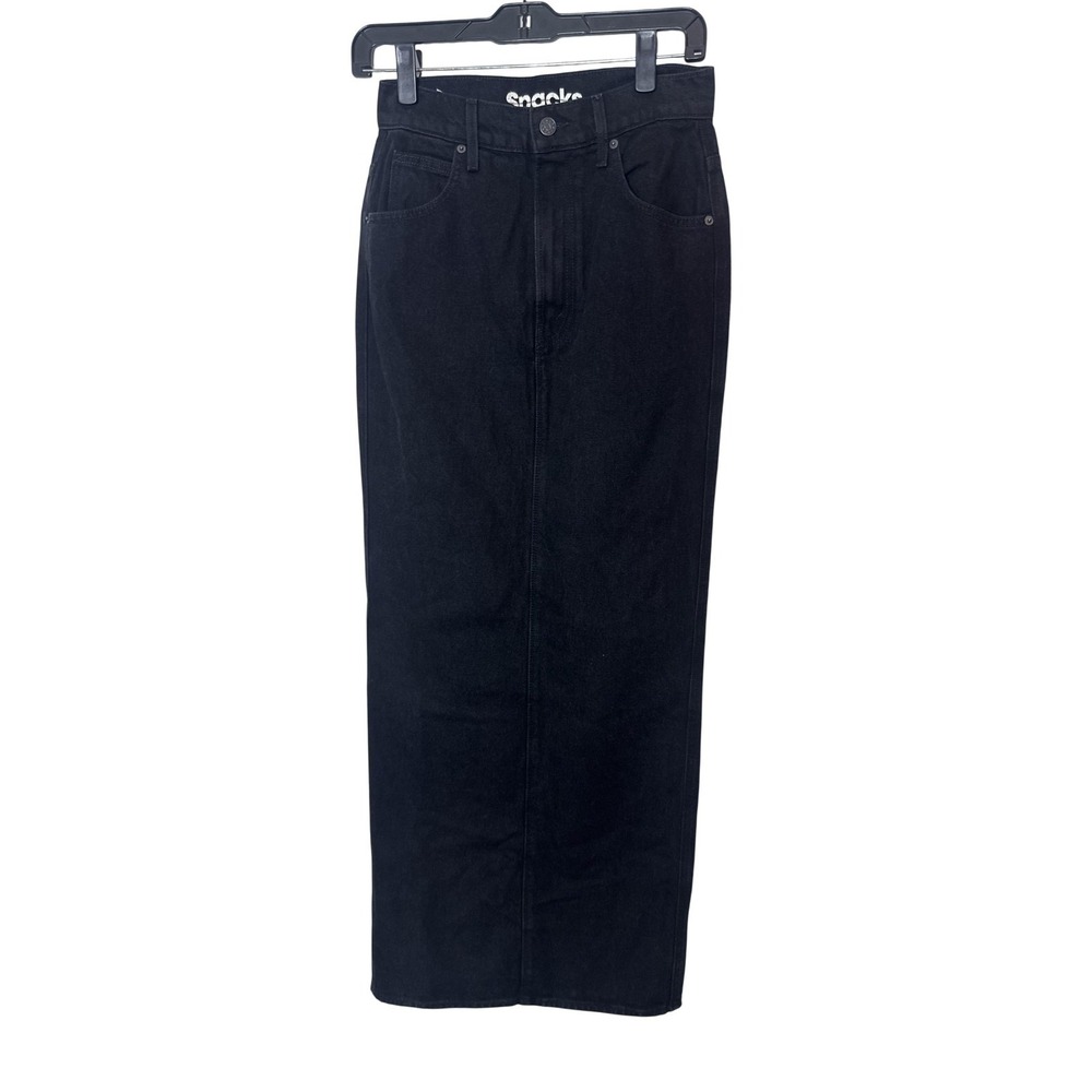 Mother Skirt Womens 26 Black Denim Candy Stick Maxi Snacks‎ High Waist Slit